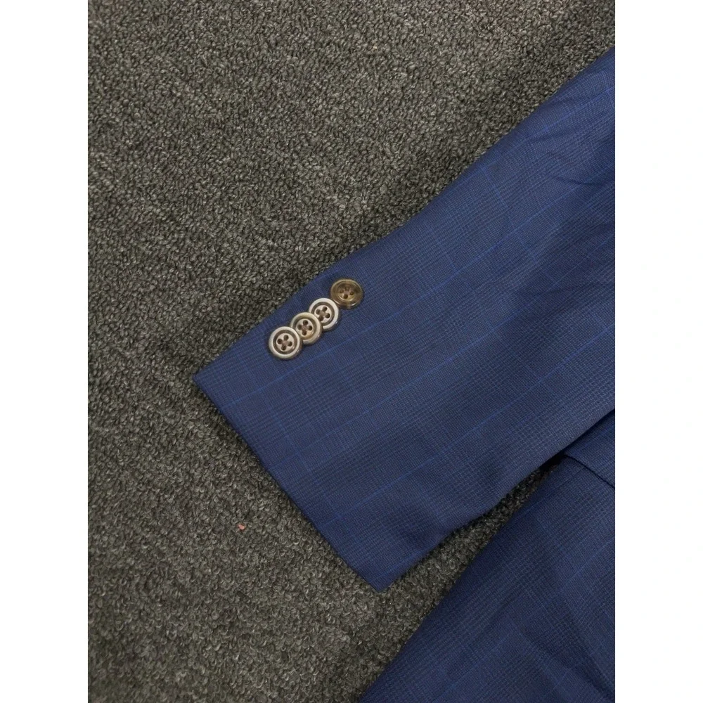 Indochino Blazer Jacket Men's 40R Blue Glen Plaid Wool Modern Sport Coat